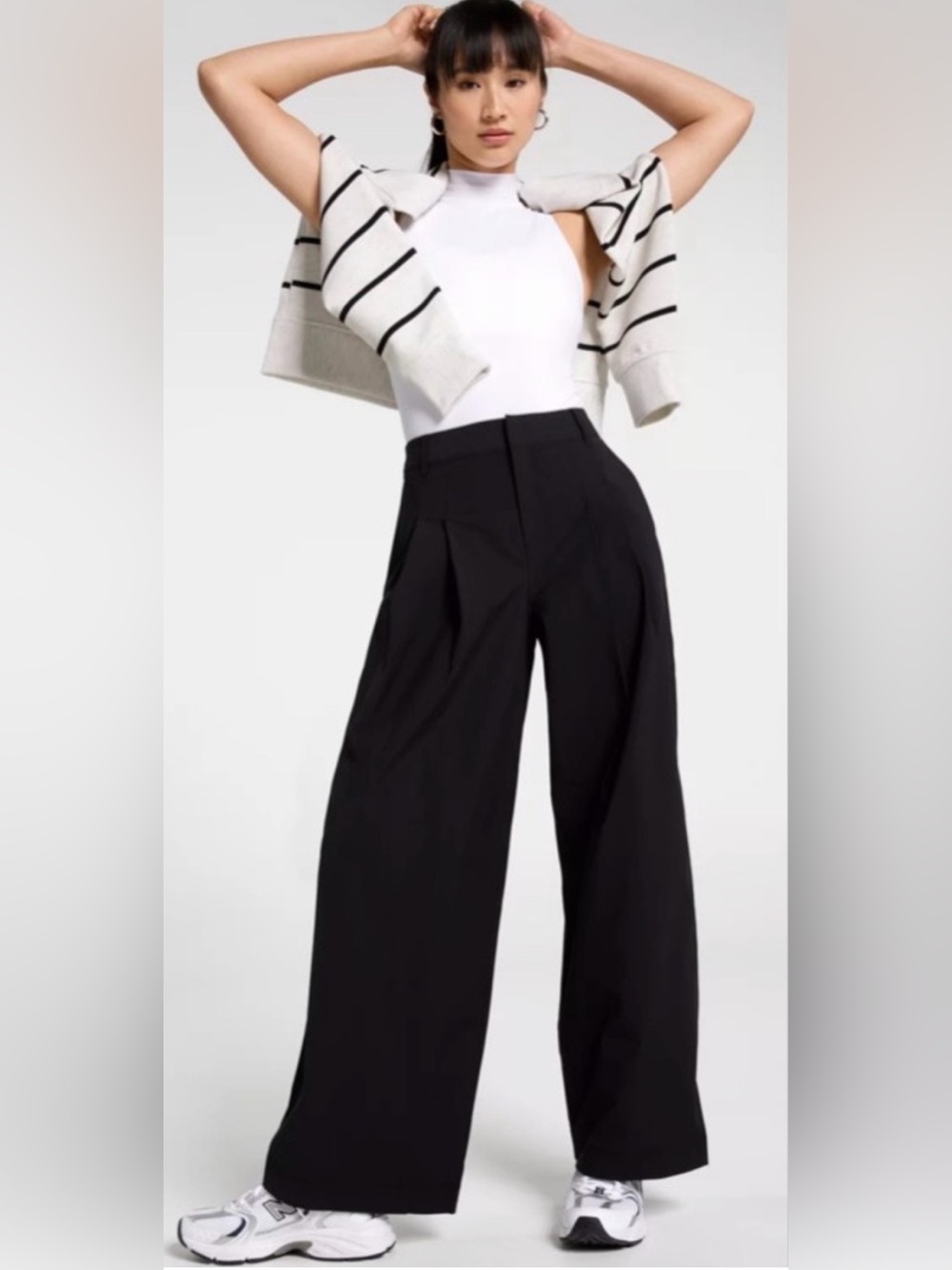 CALIA Effortless Nyluxe Pleated High Rise Black Trouser Size S